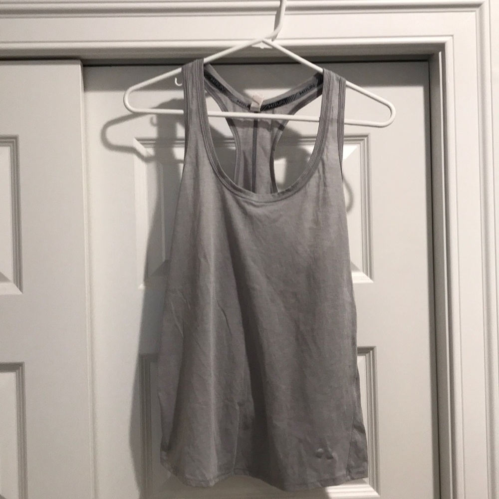Under Armour gray and white striped racerback top